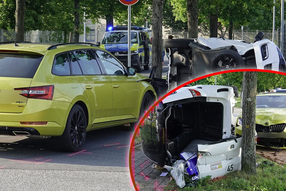 Kreuzungscrash in Kesselsdorf: Skoda kracht mit Leichtkraftwagen zusammen